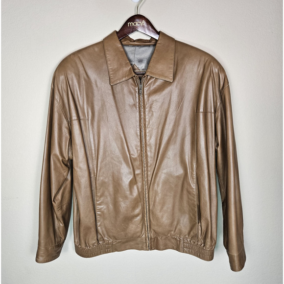 Remy Leather Bomber Jacket Mens 40 M Cognac Brown Coat Made in USA Retro Western - Picture 3 of 15